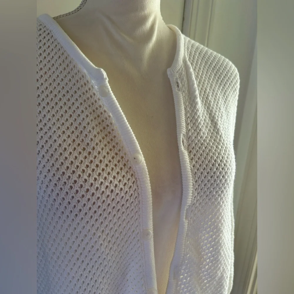 JOAN VASS Loop Knit Cardigan White L (12/14)